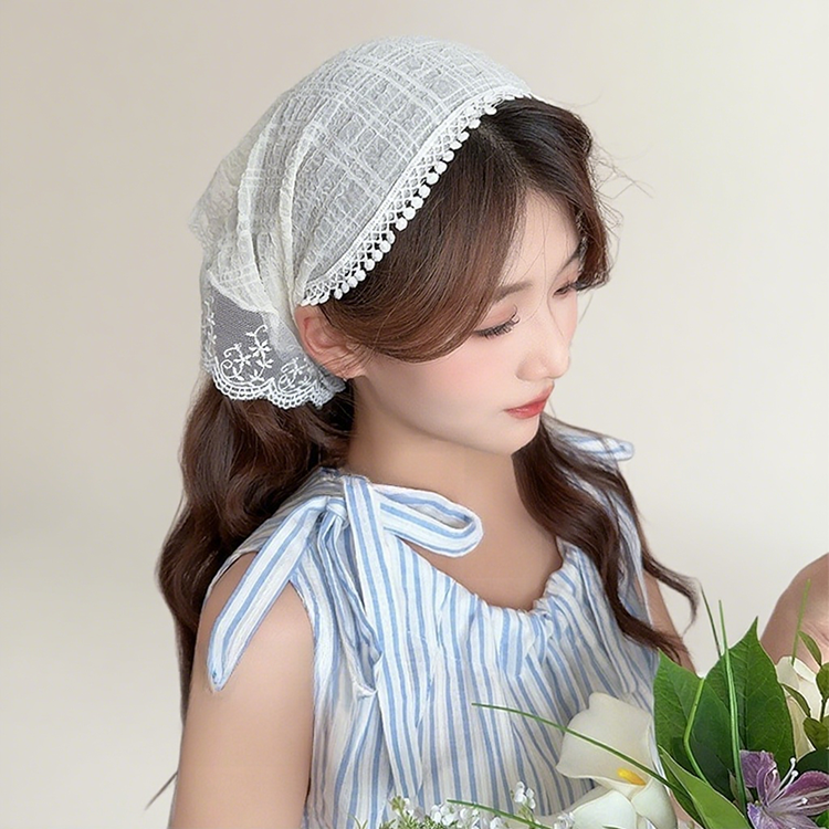 Lazy Headband Style Lace Triangle Scarf