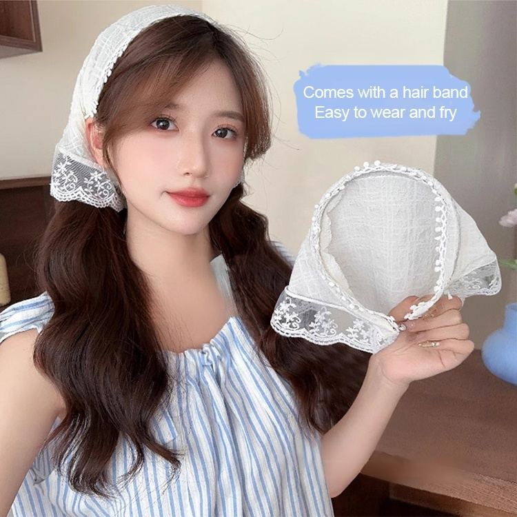 Lazy Headband Style Lace Triangle Scarf