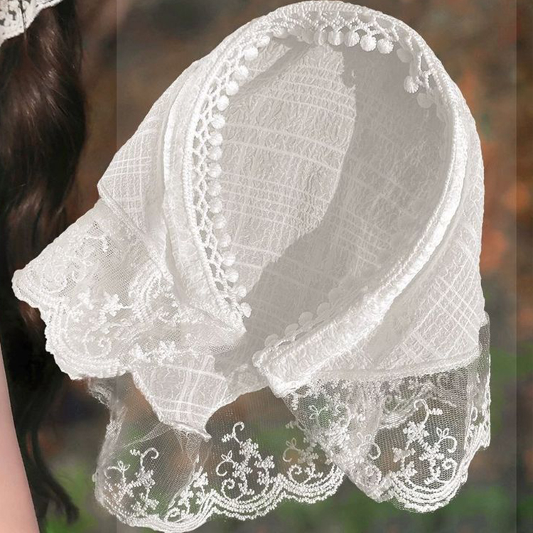 Lazy Headband Style Lace Triangle Scarf
