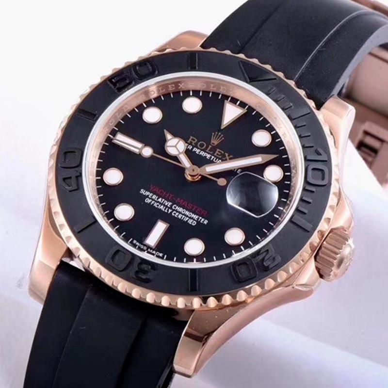 代金引換 ロレックス ヨットマスター 自動巻き ブラック 文字盤 ローズゴールド m126655-0002