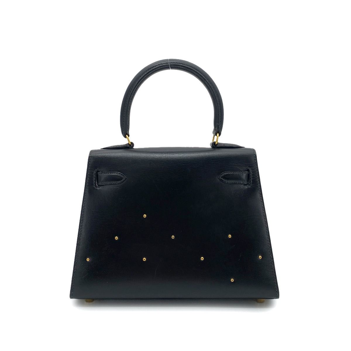HERMES MINI KELLY 20 BLACK BOXCALF STUDS HAND SHOULDER BAG 〇X GHW 90259869 - PURPOSE