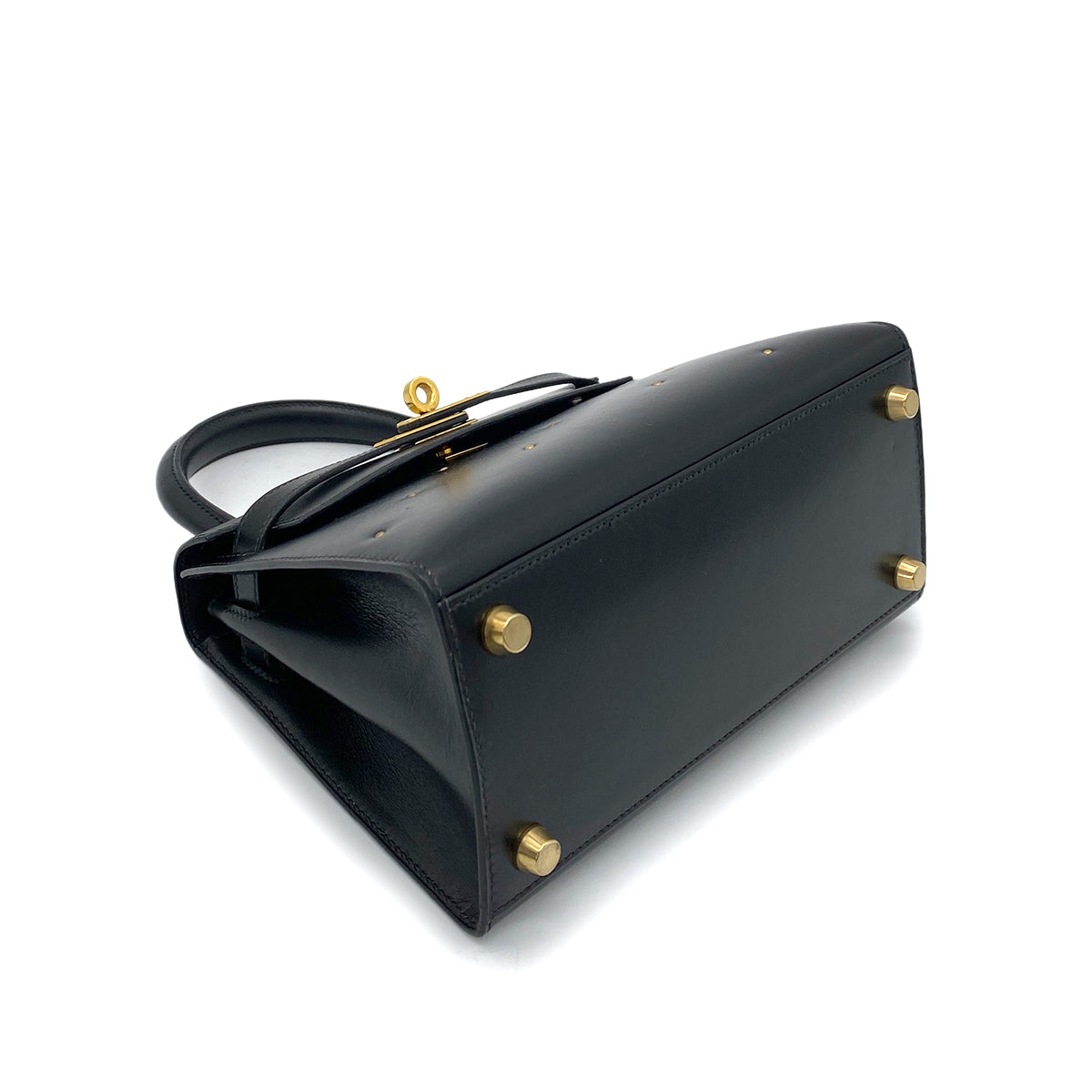 HERMES MINI KELLY 20 BLACK BOXCALF STUDS HAND SHOULDER BAG 〇X GHW 90259869 - PURPOSE