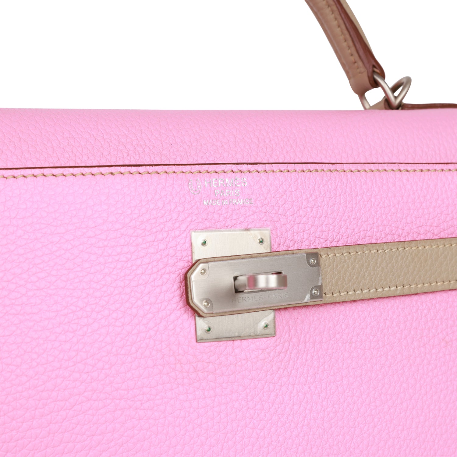 エルメス スペシャルオーダー ケリー 32 リターン ブルバンガム × グリ・トゥルテル クレマンス ブラッシュドパラジウム金具