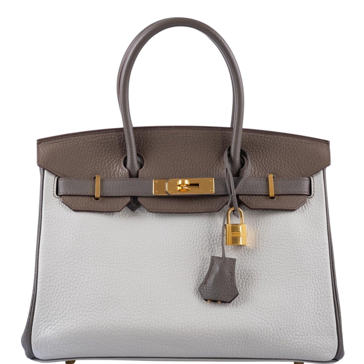 HermesHSS Birkin 30 Etain, Gris Perle and Etoupe Clemence Gold Hardware