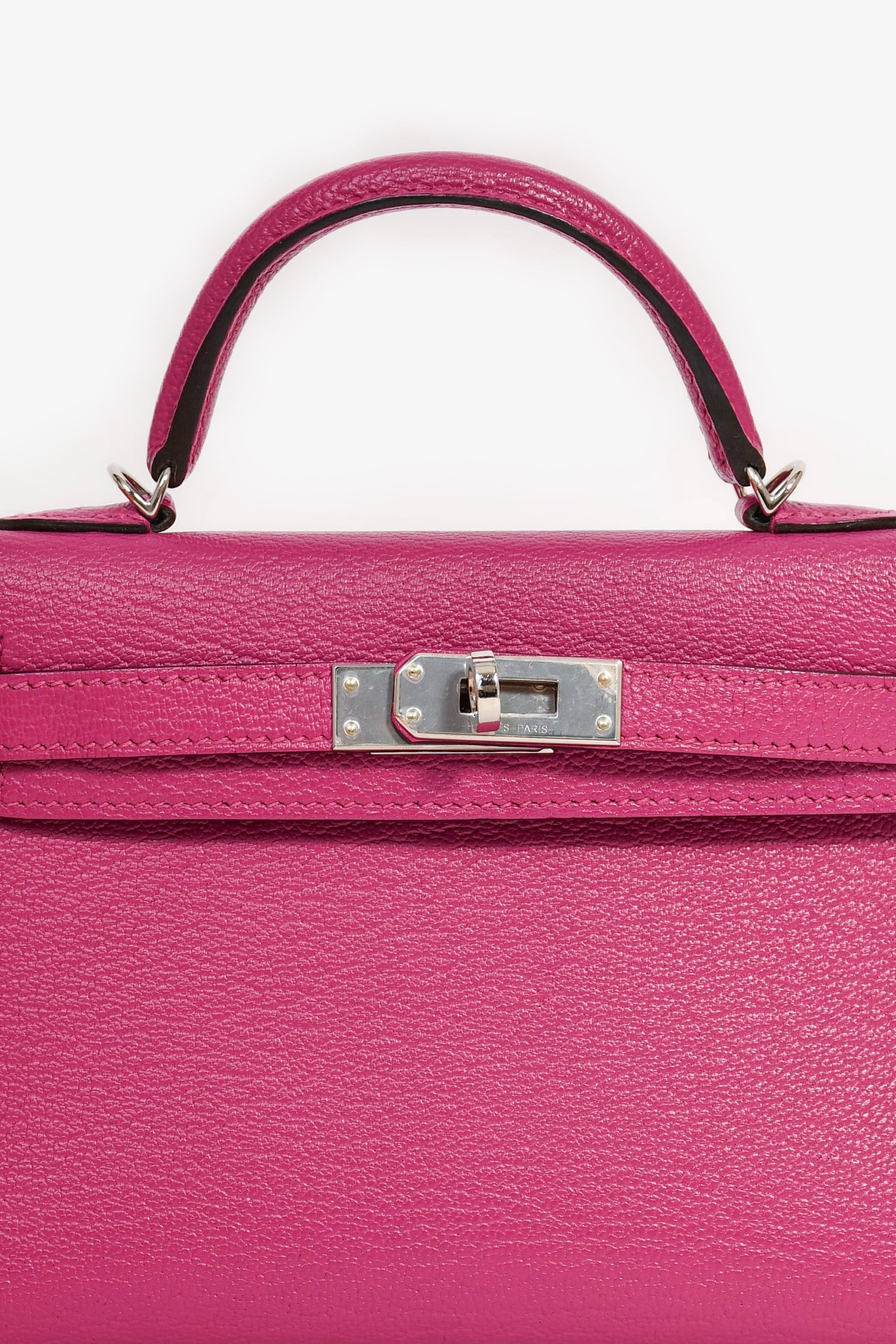 Hermès 2018年 ローズプープル ミゾール・シェーブルレザー ミニケリー パラジウム金具（PHW）
