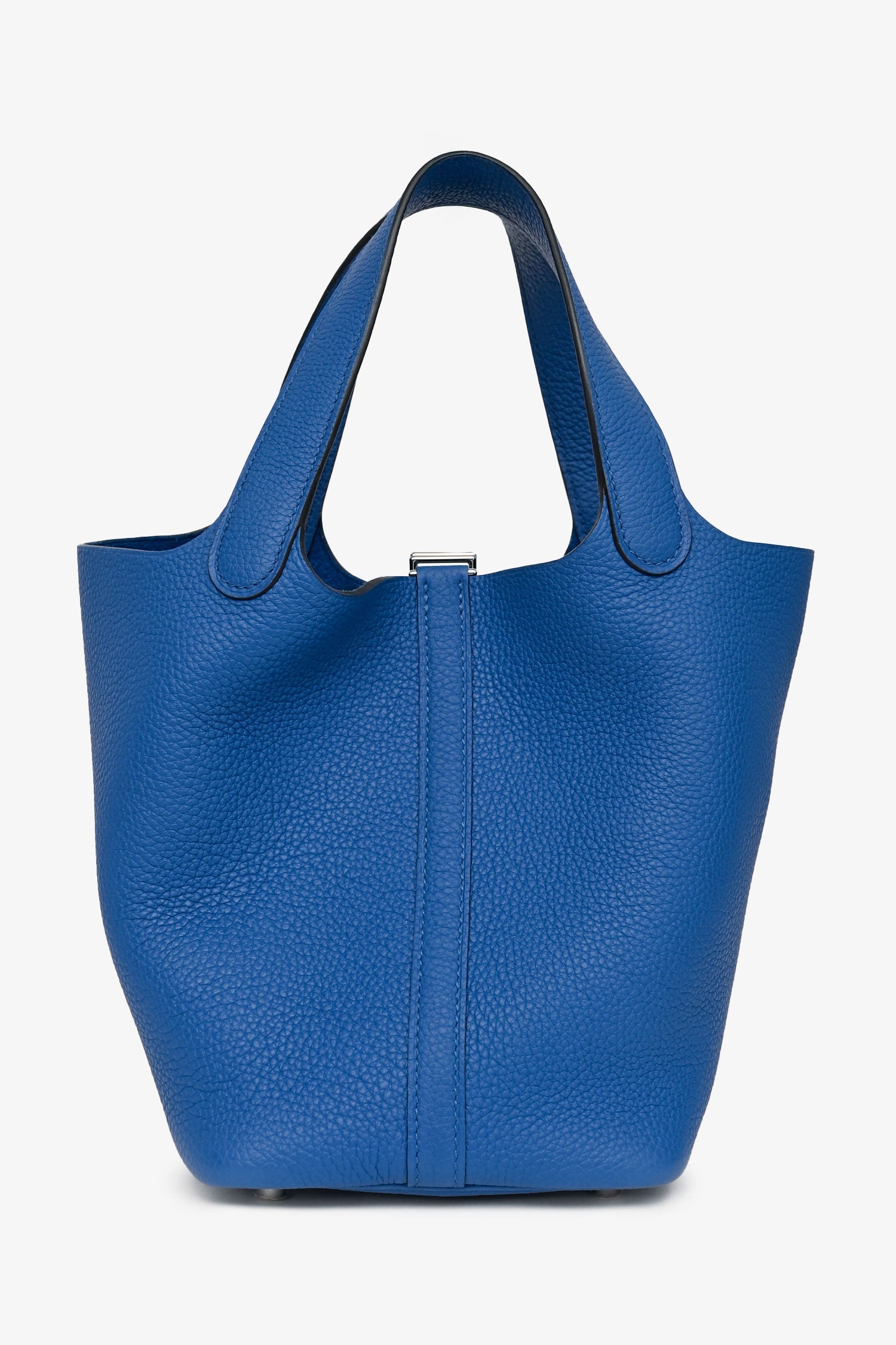 Hermès 2021年 ブルー フランス クレマンスレザー ピコタン18 パラジウム金具（PHW）。