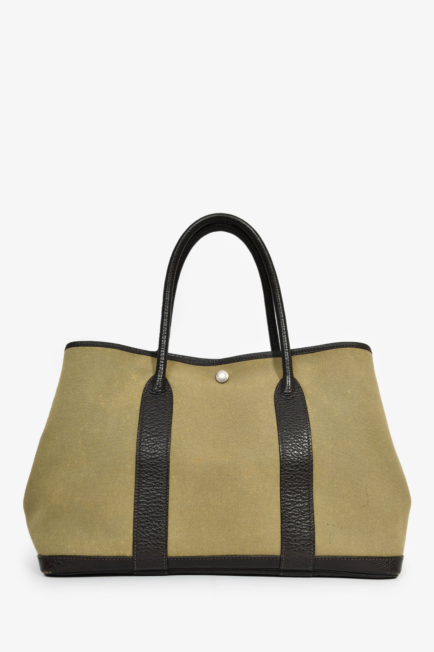 Hermès 2003年 グリーン／ブラウン キャンバス／レザー ガーデンパーティ 36