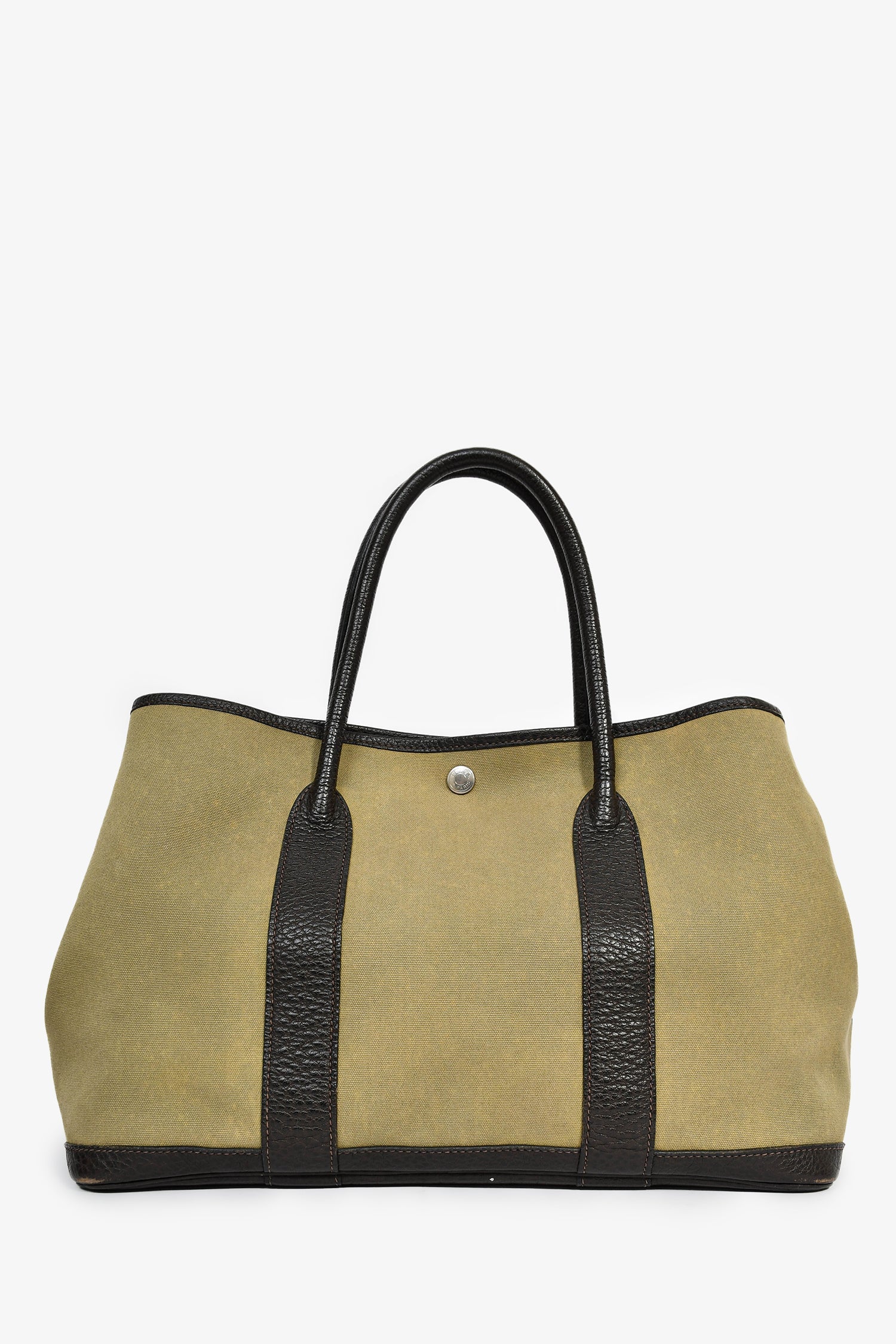 Hermès 2003年 グリーン／ブラウン キャンバス／レザー ガーデンパーティ 36