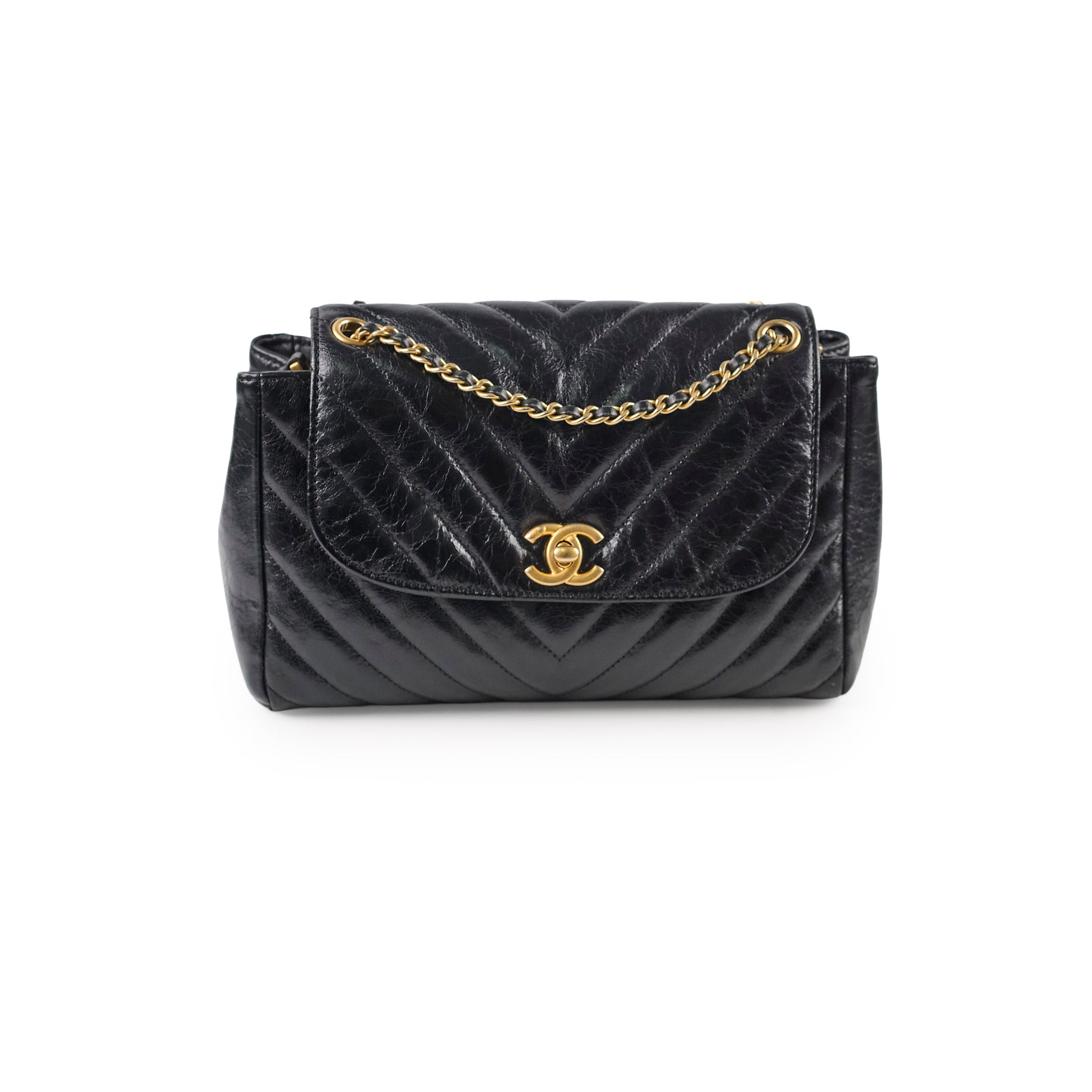 Chanel Hampton Flap Black Aged Calfskin