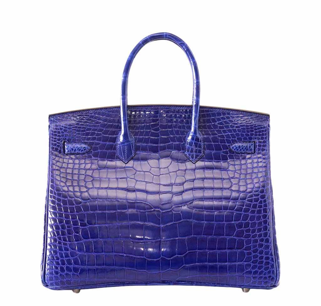 HermesPorosus Crocodile Birkin 35 Bleu Electrique Bag