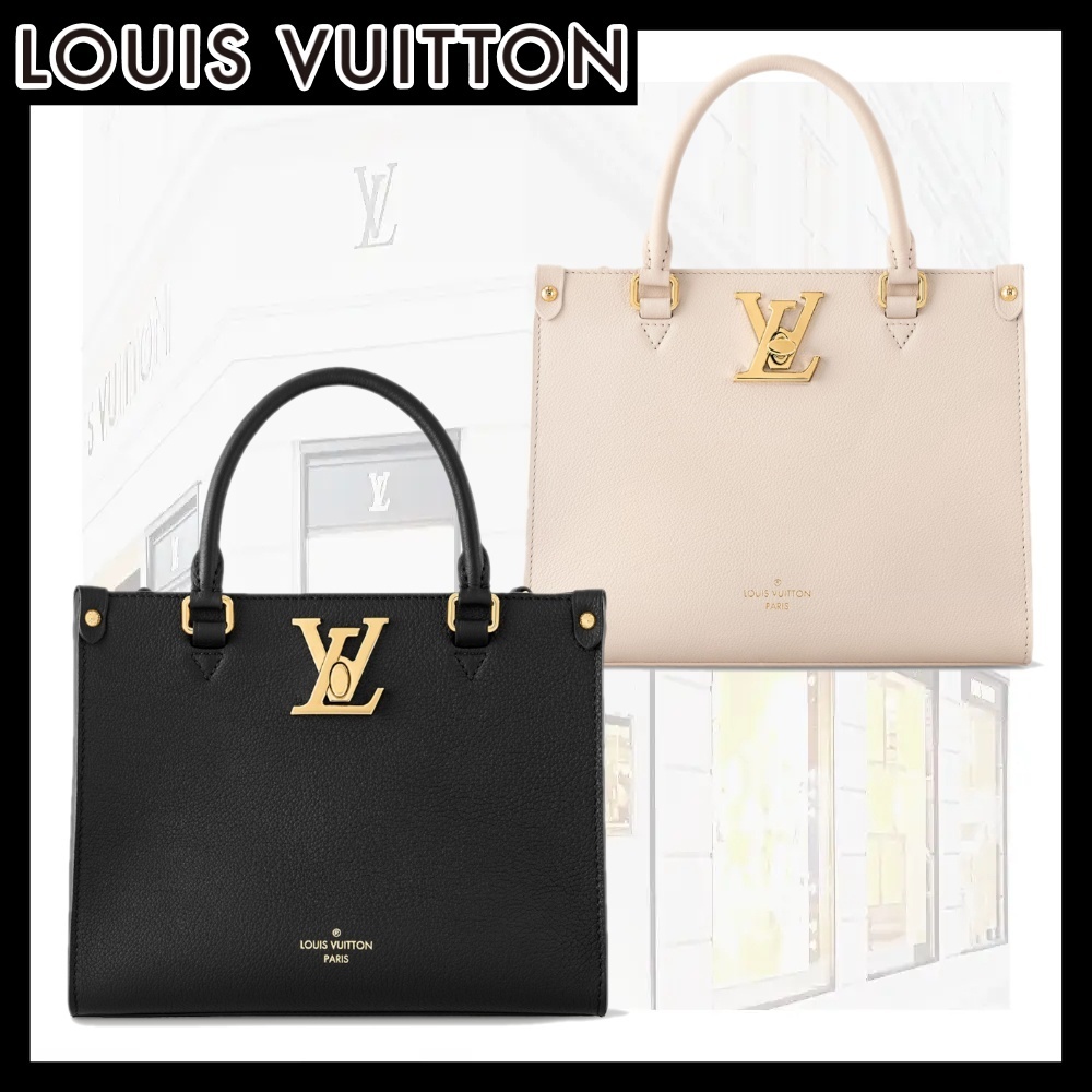 LV レザー スクエア トート ロック＆ゴー ブラック ホワイト M22311 M23637