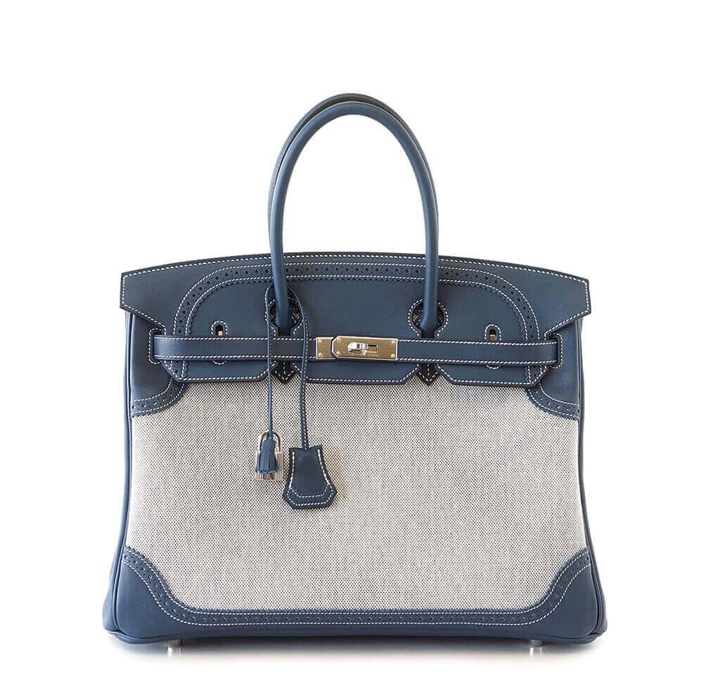 HermesGhillies Birkin 35 Blue Bag PHW