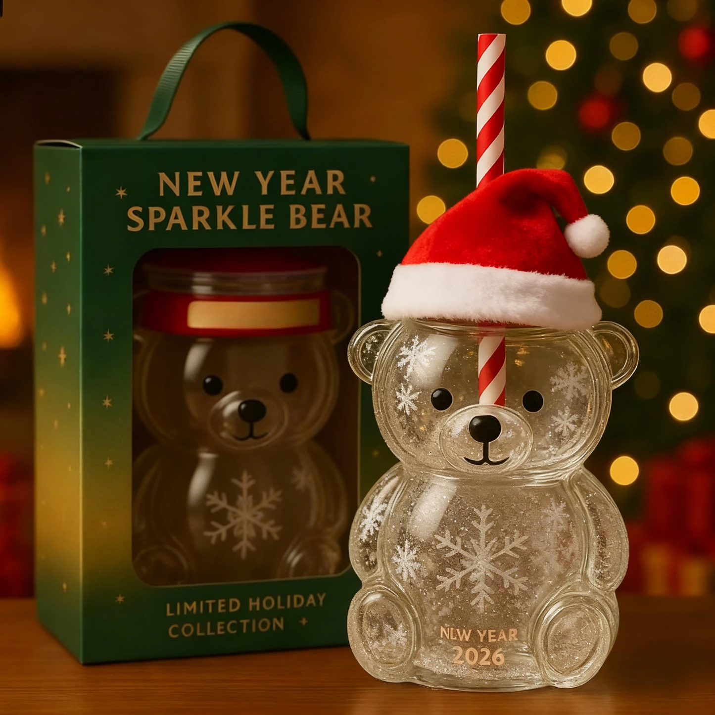 🔥LAST DAY 49% OFF 🎁- New Year Sparkle Bear Glass Cup (2026 Edition)