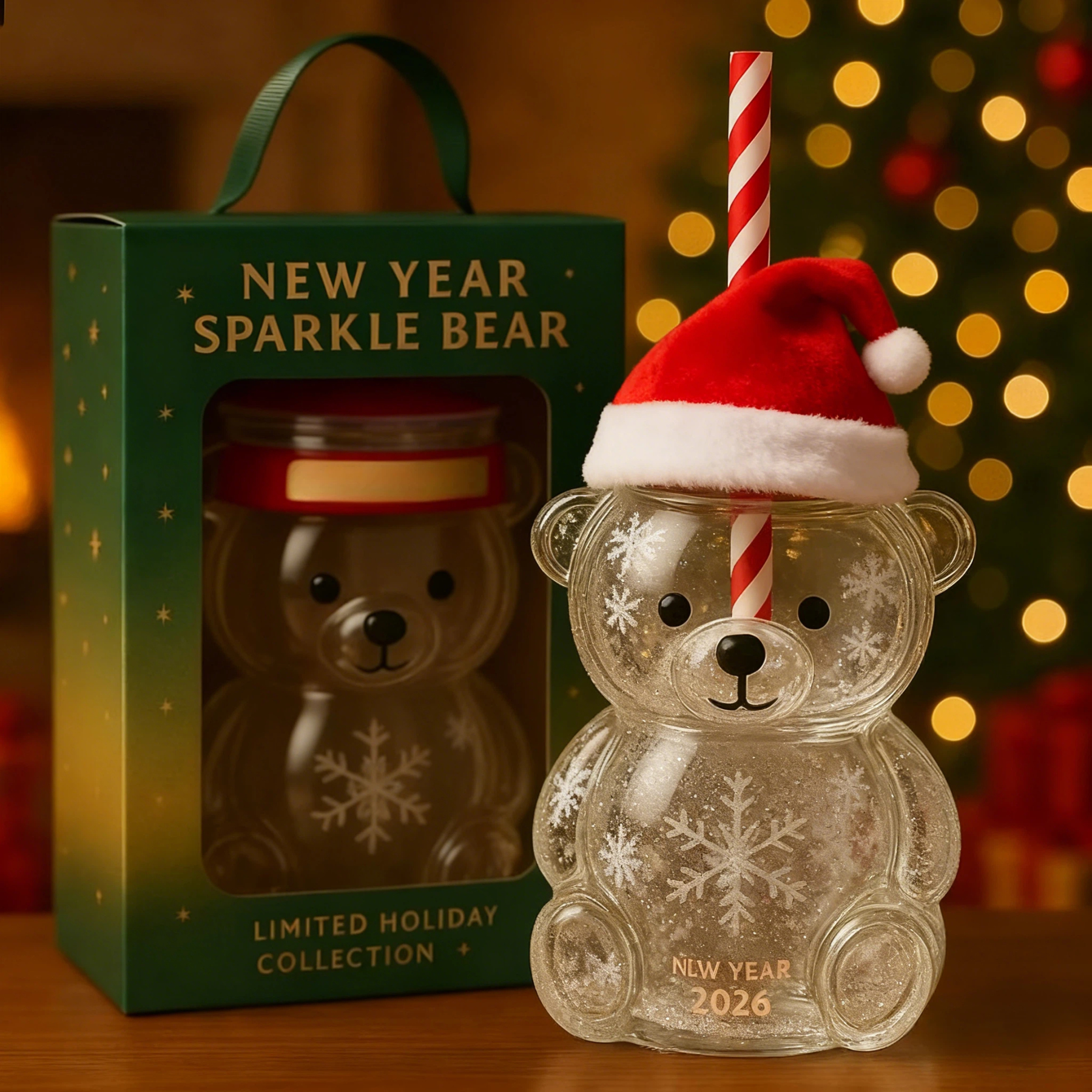 🔥LAST DAY 49% OFF 🎁- New Year Sparkle Bear Glass Cup (2026 Edition)
