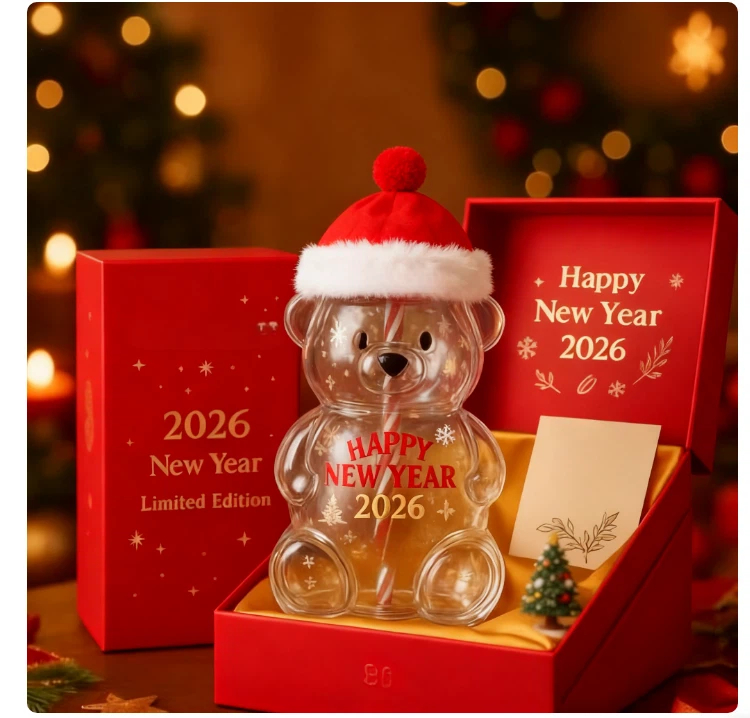 🔥LAST DAY 49% OFF 🎁- New Year Sparkle Bear Glass Cup (2026 Edition)