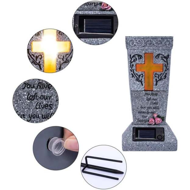 💐🕯️Solar-powered Cross Angel Flowerpot Cemetery Vase