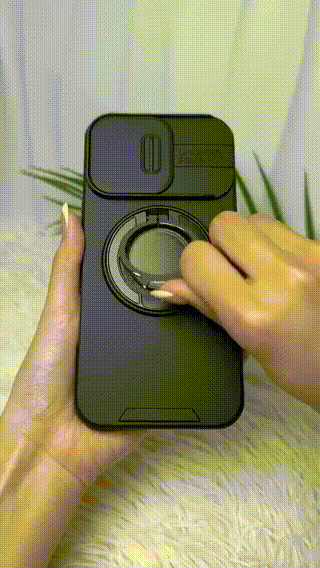 Case with Slide Camera Cover & Rotatable Ring Kickstand, Military - Grade Shockproof Protective Case for iPhone 11/12/13/14/15/16/17 Series