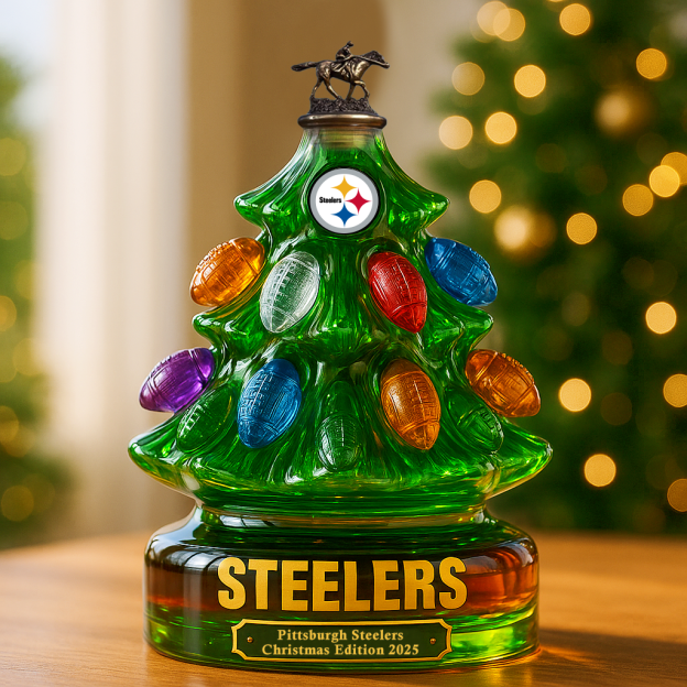 🔥HOT SALE - 49% OFF🔥Pittsburgh Steelers Christmas Tree Whiskey Bottle