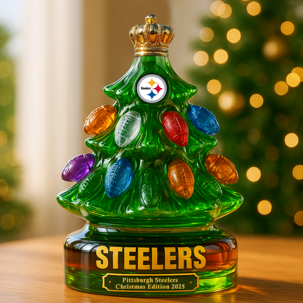🔥HOT SALE - 49% OFF🔥Pittsburgh Steelers Christmas Tree Whiskey Bottle