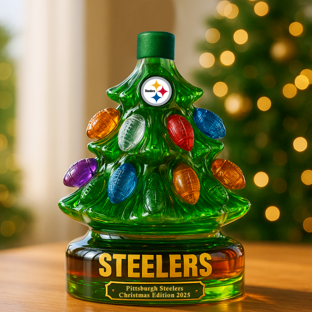 🔥HOT SALE - 49% OFF🔥Pittsburgh Steelers Christmas Tree Whiskey Bottle