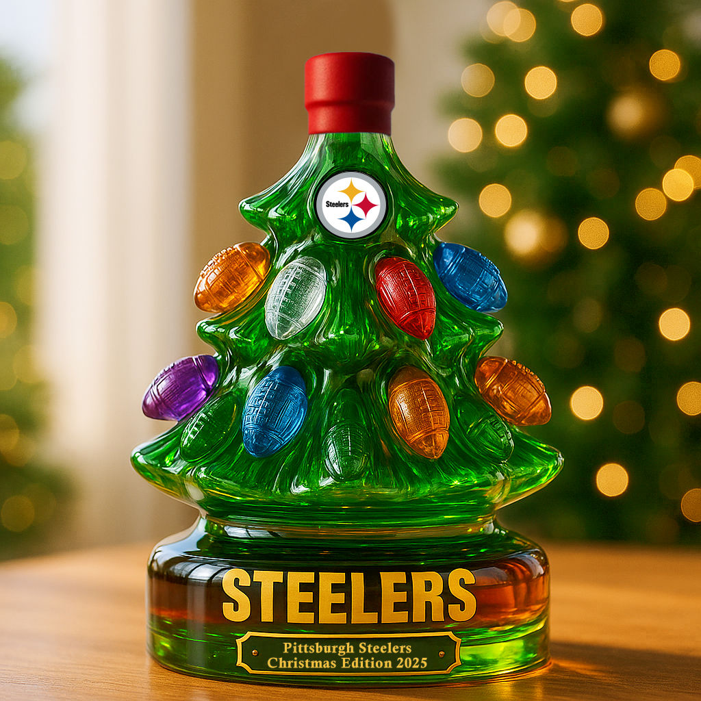 🔥HOT SALE - 49% OFF🔥Pittsburgh Steelers Christmas Tree Whiskey Bottle