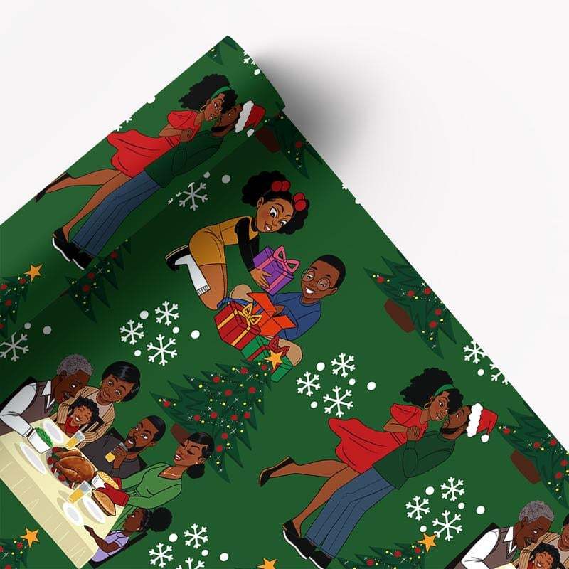🔥HOT SALE - 49% OFF🔥- 🤶🏾Home for the Holidays Black Santa Wrapping paper