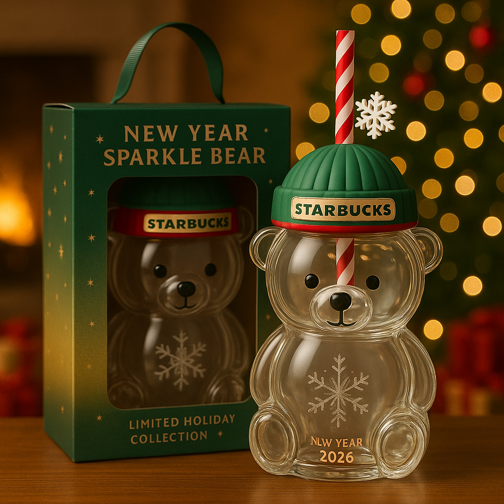 🔥HOT SALE - 49% OFF🔥New Year Sparkle Bear Glass Cup (2026 Edition)