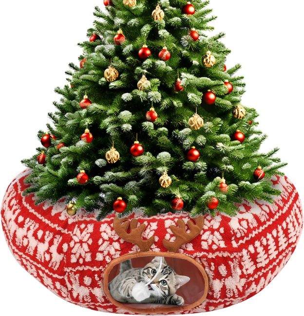 🔥HOT SALE - 49% OFF🔥Cat Tunnel Bed Under Christmas Tree