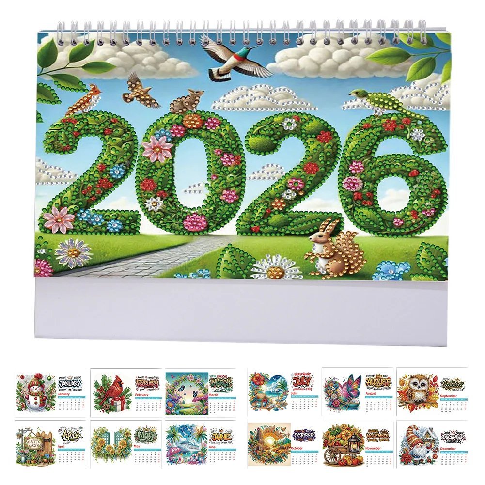 🔥LAST DAY 49% OFF - 🎨Beginner-friendly📅2026 Calendar Diamond Painting Kit DIY Diamond Art Desk Calendar for Home Office
