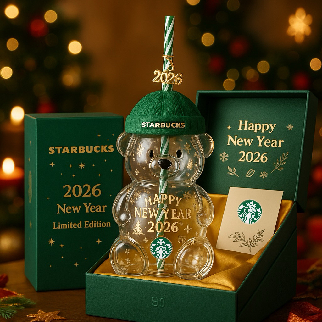 🔥HOT SALE - 49% OFF🔥New Year Sparkle Bear Glass Cup (2026 Edition)