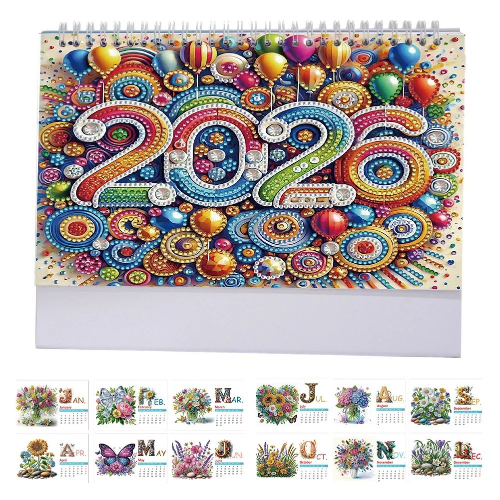 🔥LAST DAY 49% OFF - 🎨Beginner-friendly📅2026 Calendar Diamond Painting Kit DIY Diamond Art Desk Calendar for Home Office