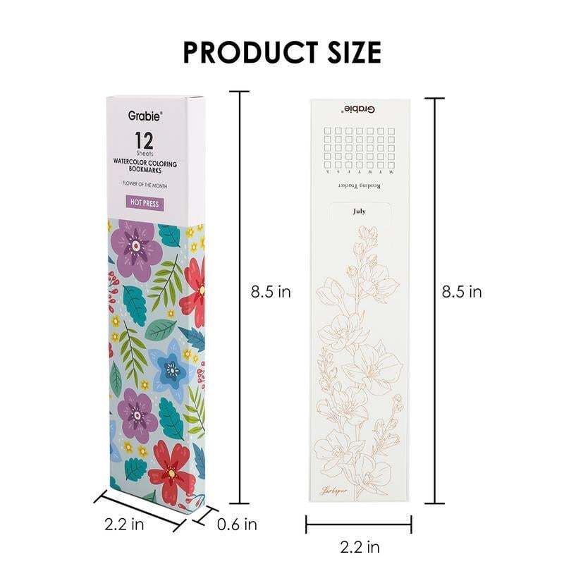 🎨Beginner-friendly 🍁Floral Watercolor Coloring Bookmarks & Coloring Book -140LB(300gsm)✨Includes Coloring Guide🎁