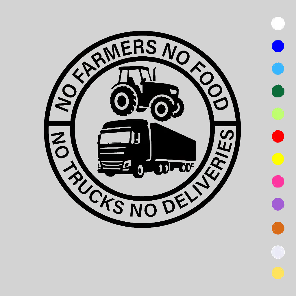 🔥No Farmers No Food No Trucks No Deliveries Vinyl Sticker – 140mm Decal