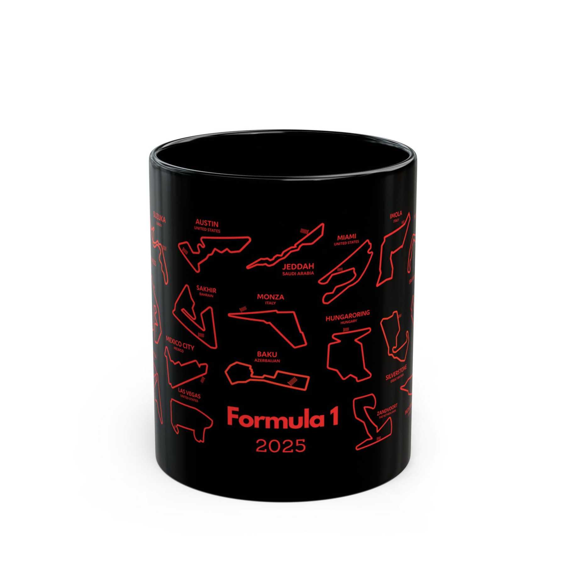 F1 Mug with 2025 Track List