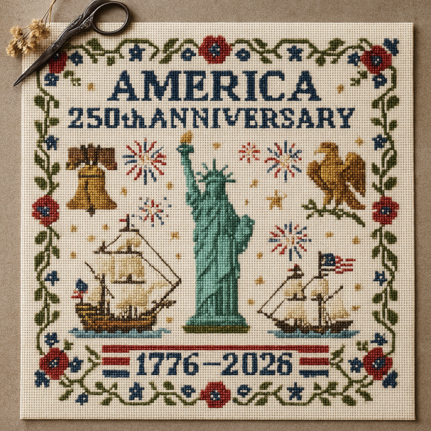 🔥HOT SALE - 49% OFF🔥US 250th Anniversary Cross Stitch Kit