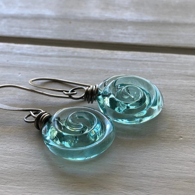 🔥HOT SALE - 49% OFF🔥Recycled Glass Spiral Earrings: Upcycled Mason Jar Dangles
