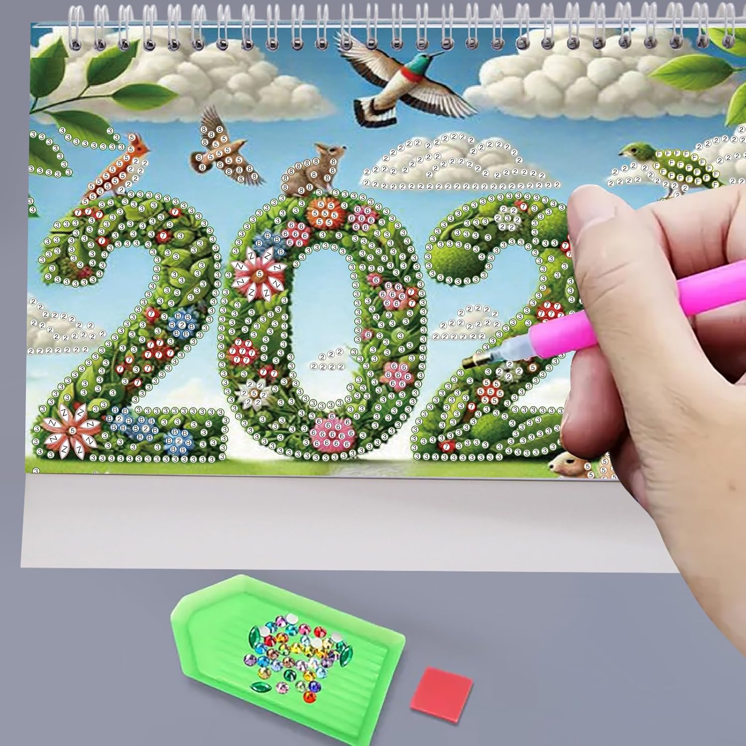 🔥LAST DAY 49% OFF - 🎨Beginner-friendly📅2026 Calendar Diamond Painting Kit DIY Diamond Art Desk Calendar for Home Office