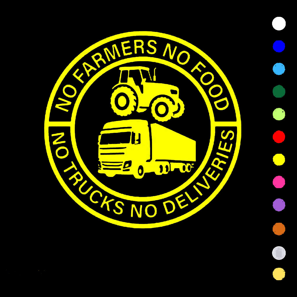 🔥No Farmers No Food No Trucks No Deliveries Vinyl Sticker – 140mm Decal