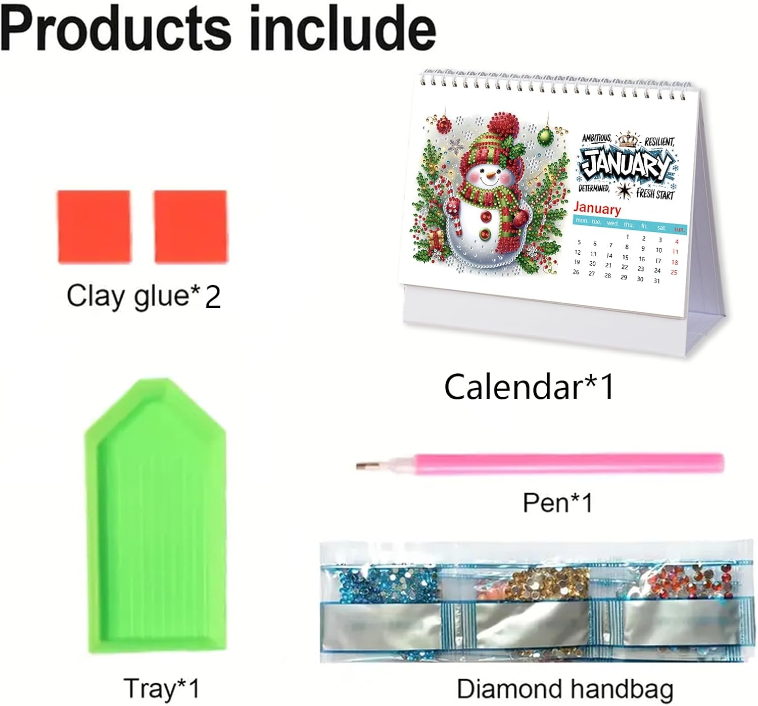 🔥LAST DAY 49% OFF - 🎨Beginner-friendly📅2026 Calendar Diamond Painting Kit DIY Diamond Art Desk Calendar for Home Office