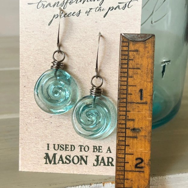 🔥HOT SALE - 49% OFF🔥Recycled Glass Spiral Earrings: Upcycled Mason Jar Dangles