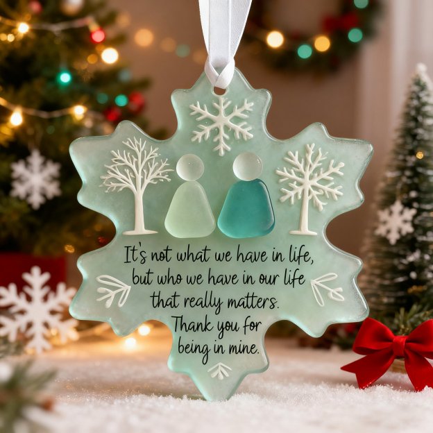 🔥HOT SALE - 49% OFF🔥- Snowflake-Shaped Sea Glass Friendship Decor❄
