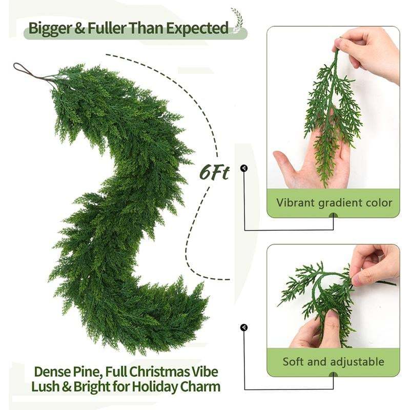 🔥HOT SALE - 49% OFF🔥- 2026 9ft Christmas Artificial Cypress Leaf Vine Wreath🎄