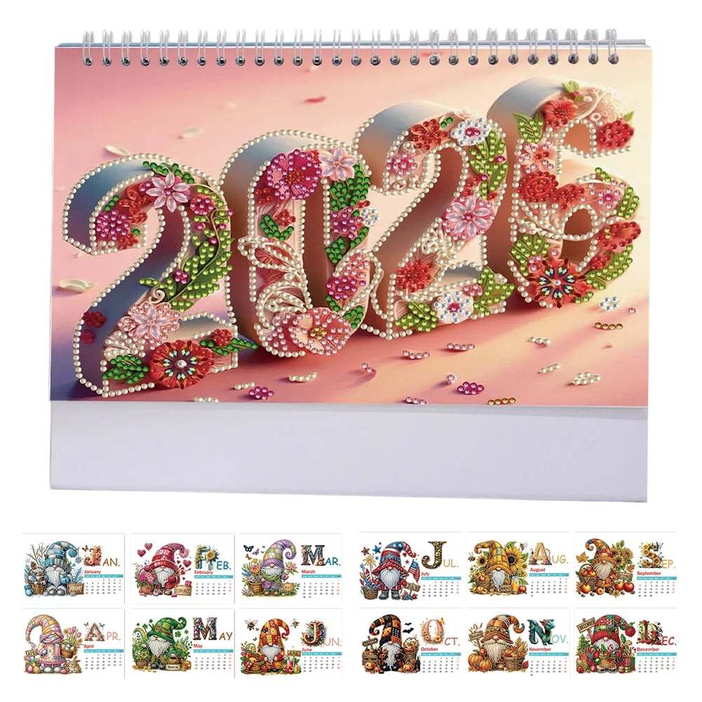 🔥LAST DAY 49% OFF - 🎨Beginner-friendly📅2026 Calendar Diamond Painting Kit DIY Diamond Art Desk Calendar for Home Office