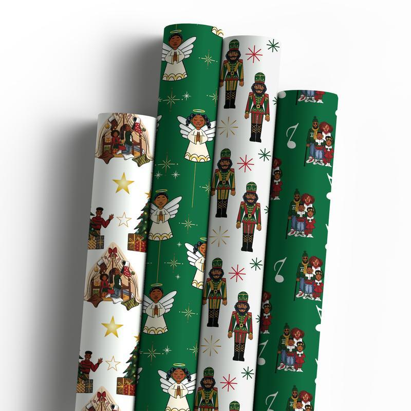 🔥HOT SALE - 49% OFF🔥- 🤶🏾Home for the Holidays Black Santa Wrapping paper