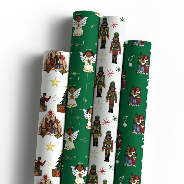 🔥HOT SALE - 49% OFF🔥- 🤶🏾Home for the Holidays Black Santa Wrapping paper
