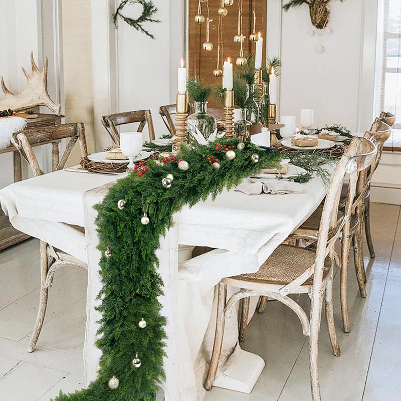 🔥HOT SALE - 49% OFF🔥- 2026 9ft Christmas Artificial Cypress Leaf Vine Wreath🎄