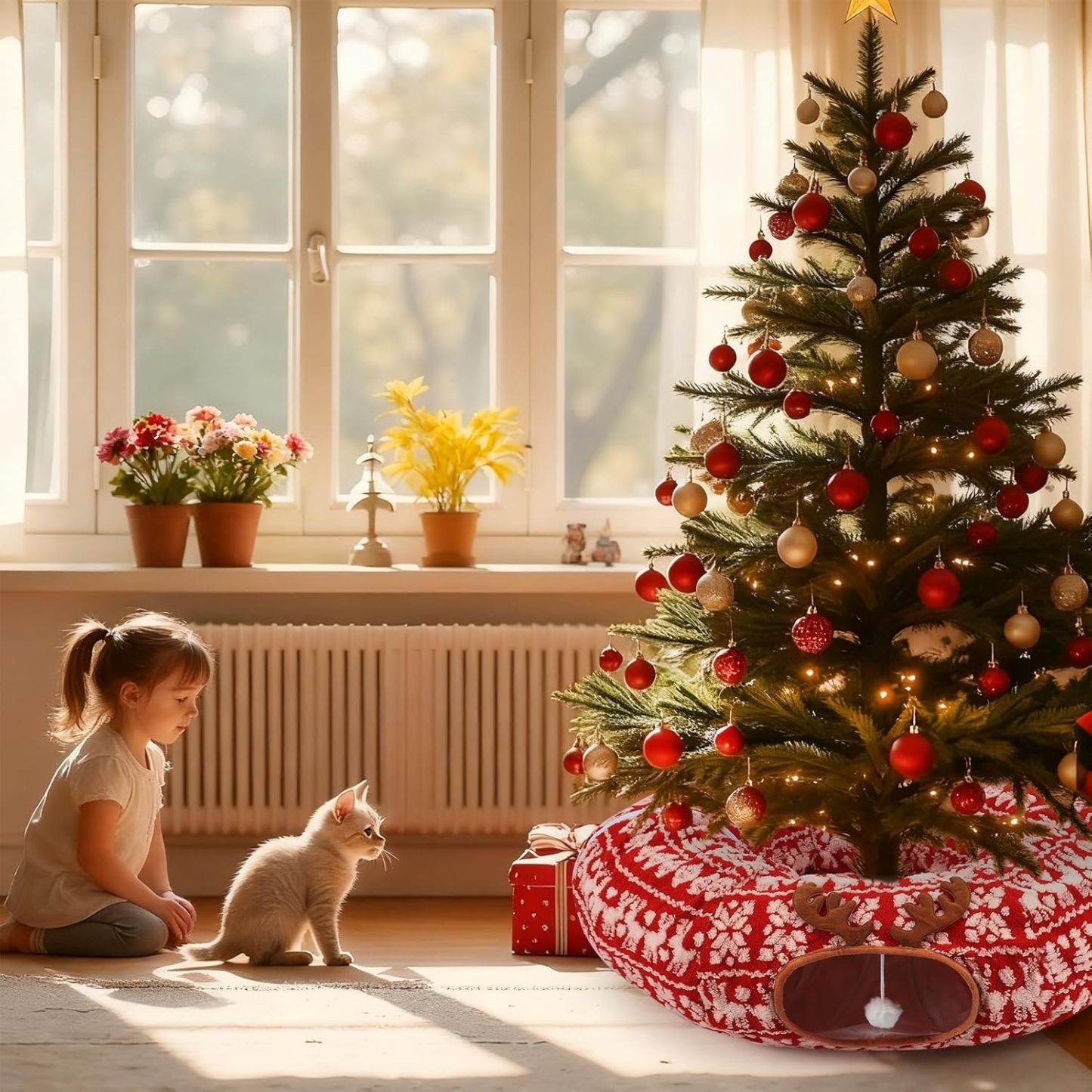 🔥HOT SALE - 49% OFF🔥Cat Tunnel Bed Under Christmas Tree