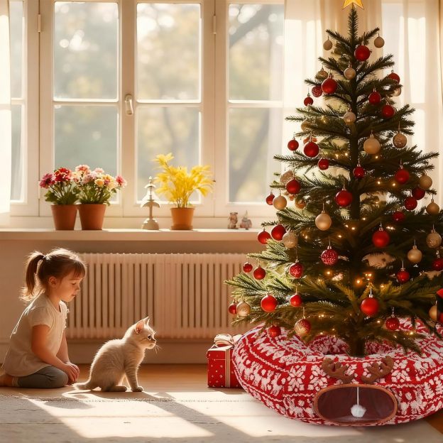 🔥HOT SALE - 49% OFF🔥Cat Tunnel Bed Under Christmas Tree