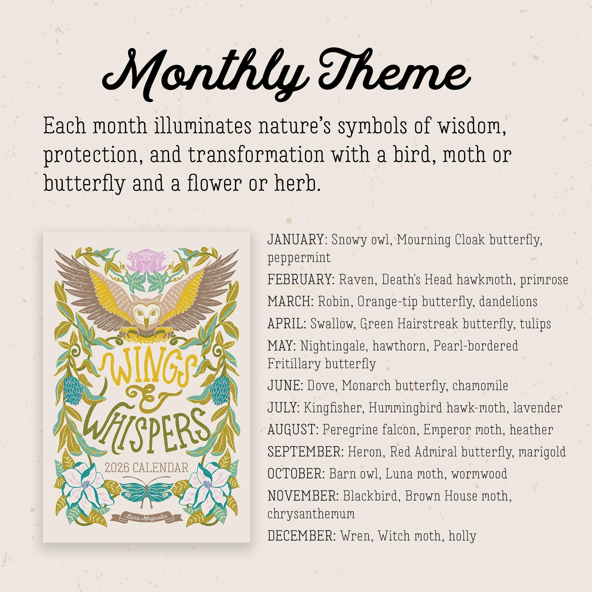 🔥HOT SALE - 49% OFF🔥Wings and Whispers: A Year of Magical Connection - 2026 Wall Calendar Pattern 