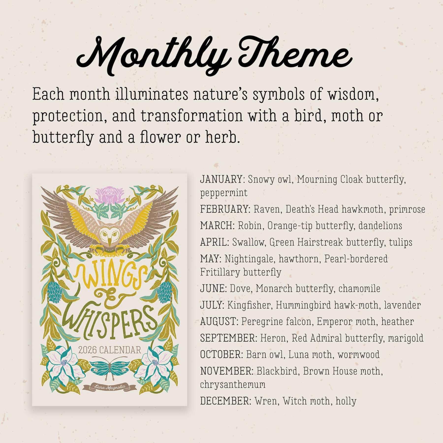 🔥HOT SALE - 49% OFF🔥Wings and Whispers: A Year of Magical Connection - 2026 Wall Calendar Pattern 